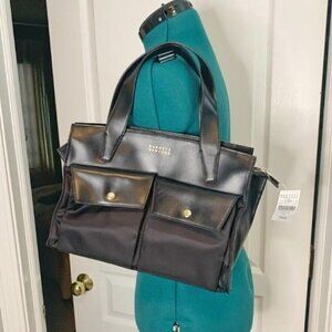 Barney's New York NWT Black Leather Pocket Tote Purse